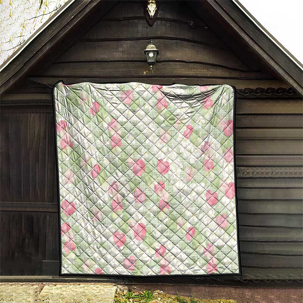 Anthurium Plumeria Lei Pastel Quilt Green Hawaiian Splendid Palaka LT01 - Polynesian Pride