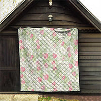 Anthurium Plumeria Lei Pastel Quilt Green Hawaiian Splendid Palaka LT01 - Polynesian Pride