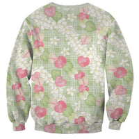 Anthurium Plumeria Lei Pastel Sweatshirt Green Hawaiian Splendid Palaka LT01 - Polynesian Pride