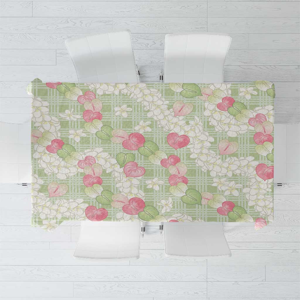 Anthurium Plumeria Lei Pastel Tablecloth Green Hawaiian Splendid Palaka LT01 Green - Polynesian Pride