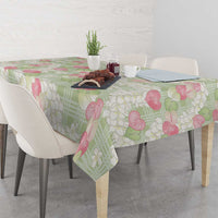 Anthurium Plumeria Lei Pastel Tablecloth Green Hawaiian Splendid Palaka LT01 - Polynesian Pride