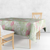 Anthurium Plumeria Lei Pastel Tablecloth Green Hawaiian Splendid Palaka LT01 - Polynesian Pride