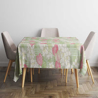 Anthurium Plumeria Lei Pastel Tablecloth Green Hawaiian Splendid Palaka LT01 - Polynesian Pride