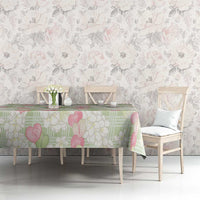 Anthurium Plumeria Lei Pastel Tablecloth Green Hawaiian Splendid Palaka LT01 - Polynesian Pride