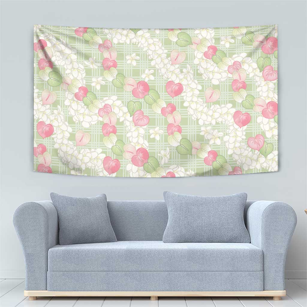 Anthurium Plumeria Lei Pastel Tapestry Green Hawaiian Splendid Palaka LT01 - Polynesian Pride