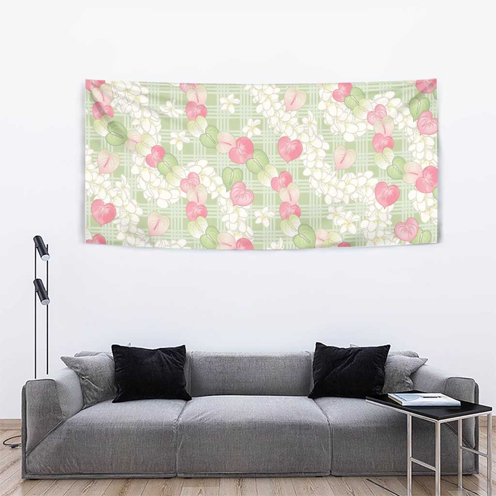 Anthurium Plumeria Lei Pastel Tapestry Green Hawaiian Splendid Palaka LT01 - Polynesian Pride