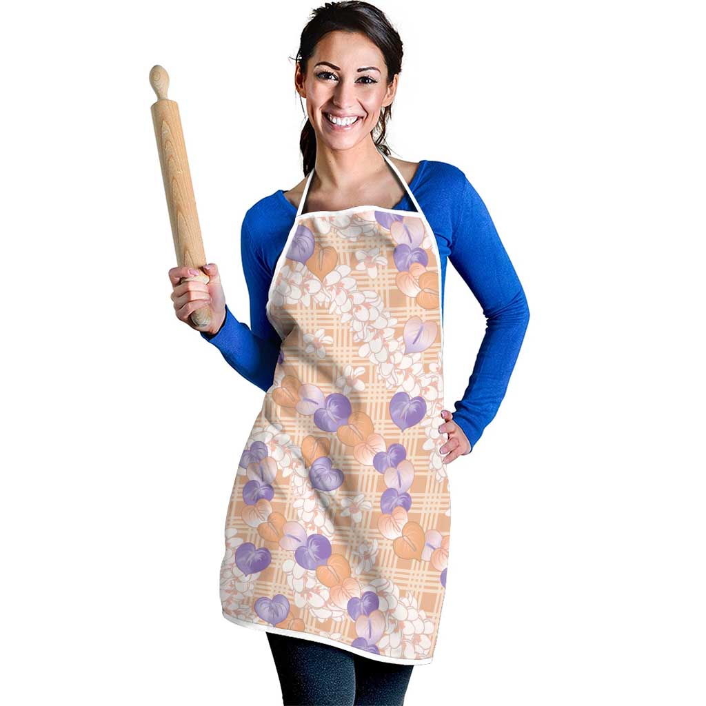 Anthurium Plumeria Lei Pastel Apron Orange Hawaiian Splendid Palaka LT01 - Polynesian Pride
