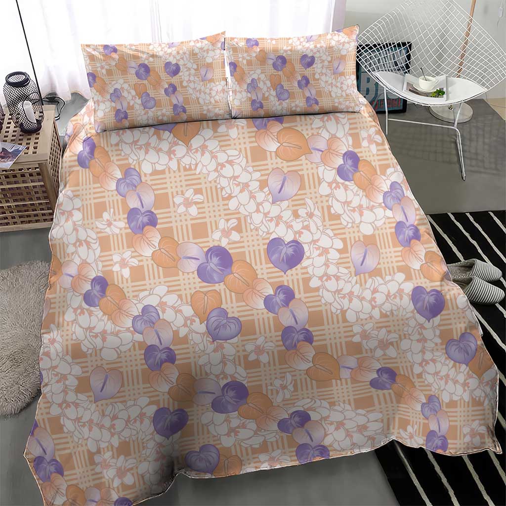 Anthurium Plumeria Lei Pastel Bedding Set Orange Hawaiian Splendid Palaka LT01 - Polynesian Pride