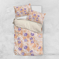 Anthurium Plumeria Lei Pastel Bedding Set Orange Hawaiian Splendid Palaka LT01 US Twin 172cm x 218cm Orange - Polynesian Pride