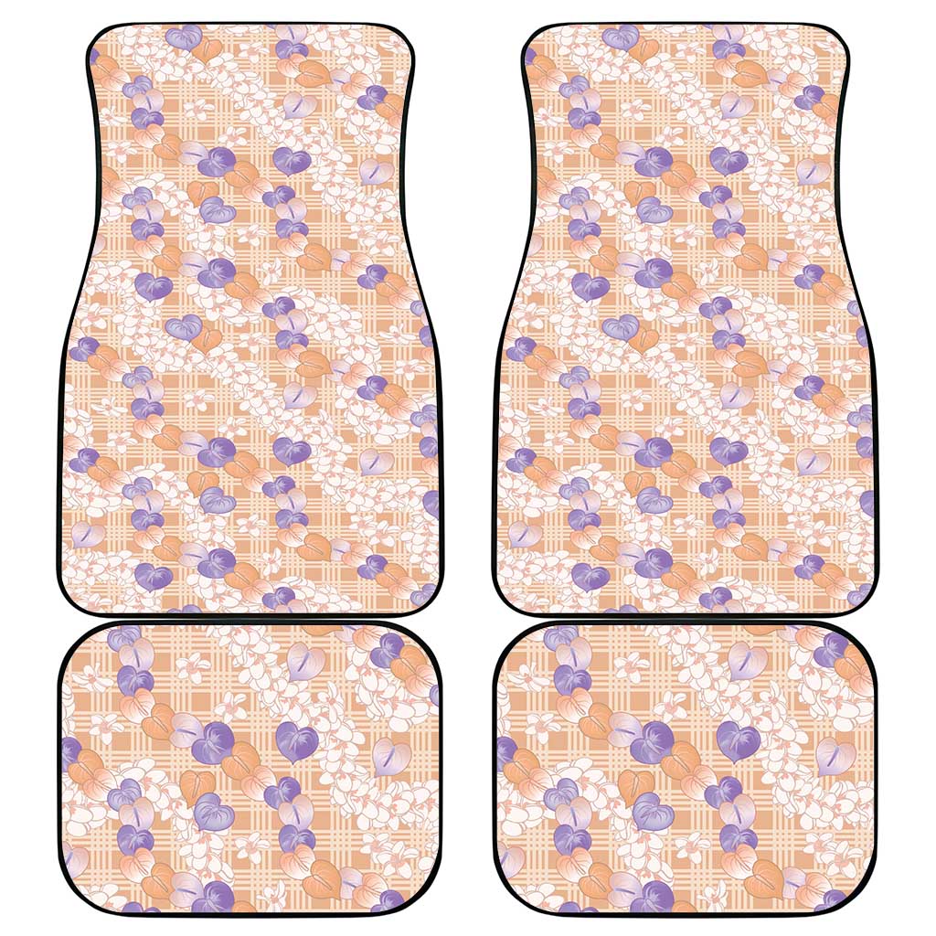 Anthurium Plumeria Lei Pastel Car Mats Orange Hawaiian Splendid Palaka LT01 - Polynesian Pride