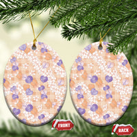 Anthurium Plumeria Lei Pastel Ceramic Ornament Orange Hawaiian Splendid Palaka LT01 Oval Orange - Polynesian Pride