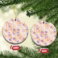 Anthurium Plumeria Lei Pastel Ceramic Ornament Orange Hawaiian Splendid Palaka LT01 Circle Orange - Polynesian Pride