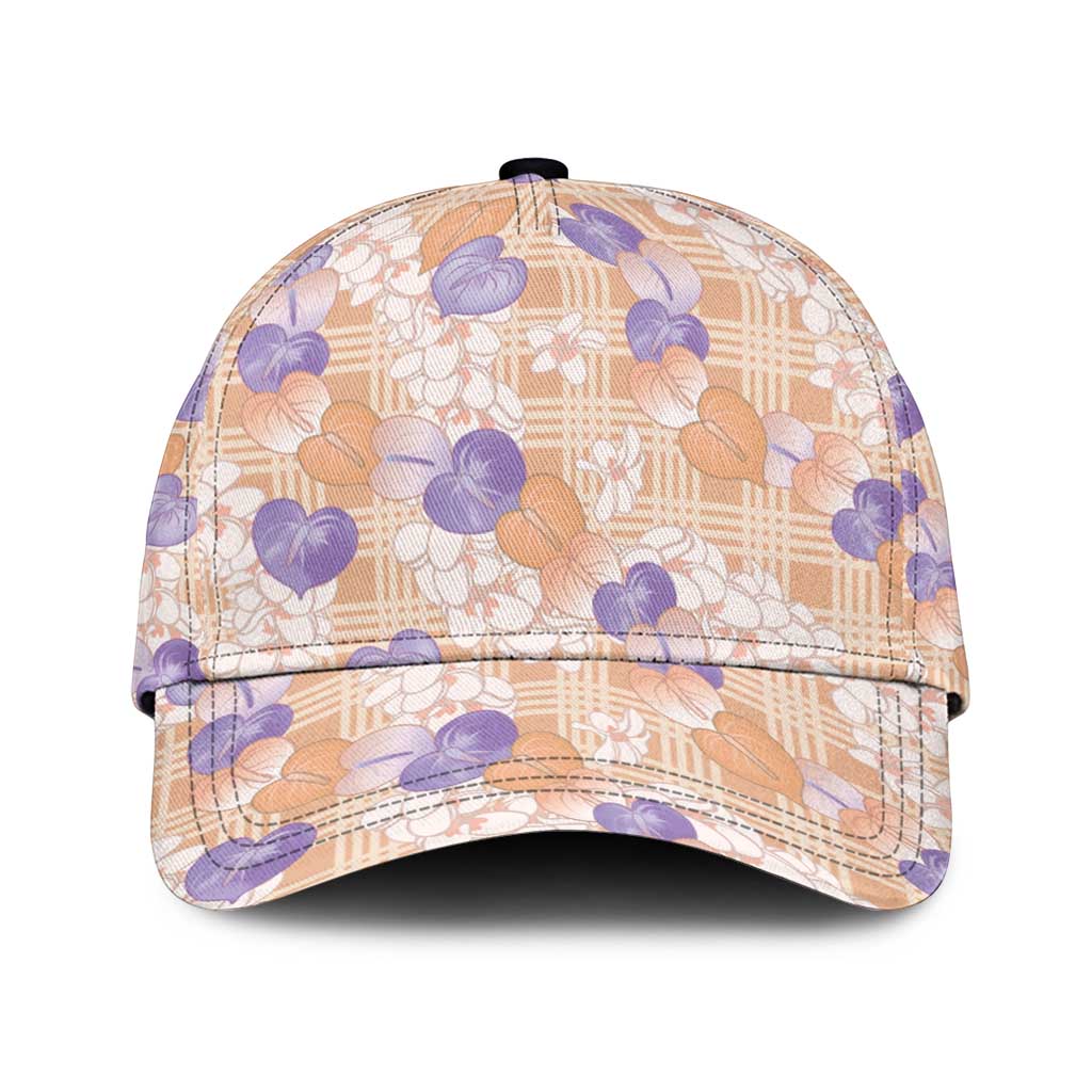 Anthurium Plumeria Lei Pastel Classic Cap Orange Hawaiian Splendid Palaka LT01 Universal Fit Orange - Polynesian Pride