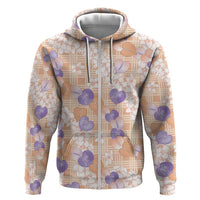Anthurium Plumeria Lei Pastel Hoodie Orange Hawaiian Splendid Palaka LT01 Zip Hoodie Orange - Polynesian Pride
