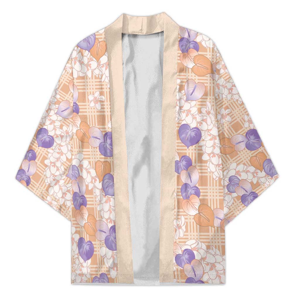 Anthurium Plumeria Lei Pastel Kimono Orange Hawaiian Splendid Palaka LT01 Unisex Orange - Polynesian Pride