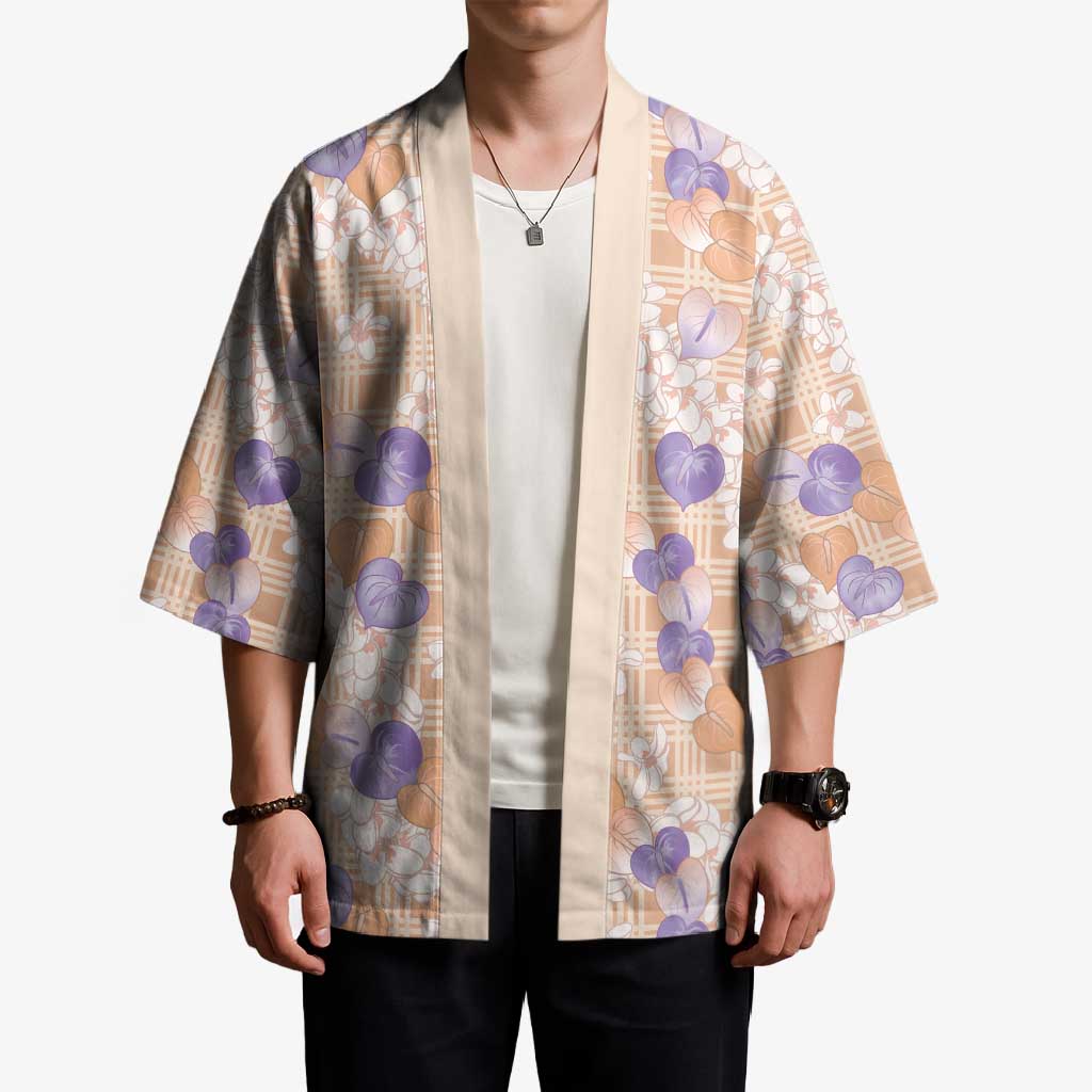 Anthurium Plumeria Lei Pastel Kimono Orange Hawaiian Splendid Palaka LT01 - Polynesian Pride