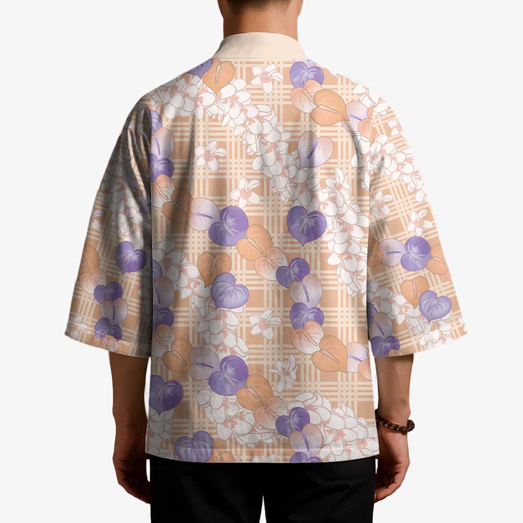 Anthurium Plumeria Lei Pastel Kimono Orange Hawaiian Splendid Palaka LT01 - Polynesian Pride