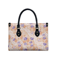 Anthurium Plumeria Lei Pastel Leather Bag Orange Hawaiian Splendid Palaka LT01 - Polynesian Pride