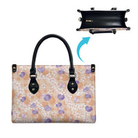 Anthurium Plumeria Lei Pastel Leather Bag Orange Hawaiian Splendid Palaka LT01 - Polynesian Pride