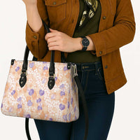 Anthurium Plumeria Lei Pastel Leather Bag Orange Hawaiian Splendid Palaka LT01 - Polynesian Pride