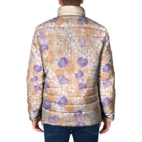 Anthurium Plumeria Lei Pastel Padded Jacket Orange Hawaiian Splendid Palaka LT01 - Polynesian Pride