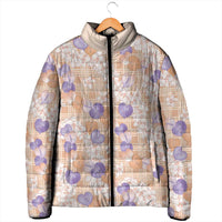 Anthurium Plumeria Lei Pastel Padded Jacket Orange Hawaiian Splendid Palaka LT01 - Polynesian Pride