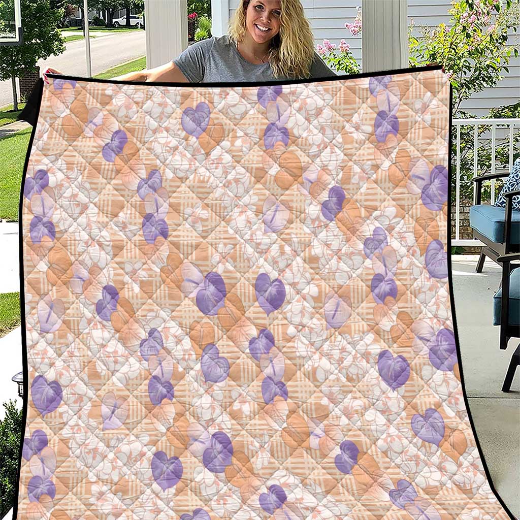 Anthurium Plumeria Lei Pastel Quilt Orange Hawaiian Splendid Palaka LT01 Orange - Polynesian Pride