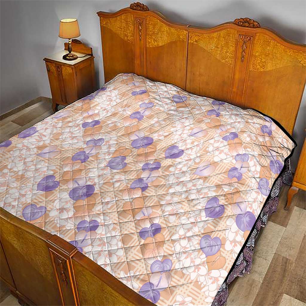 Anthurium Plumeria Lei Pastel Quilt Orange Hawaiian Splendid Palaka LT01 - Polynesian Pride