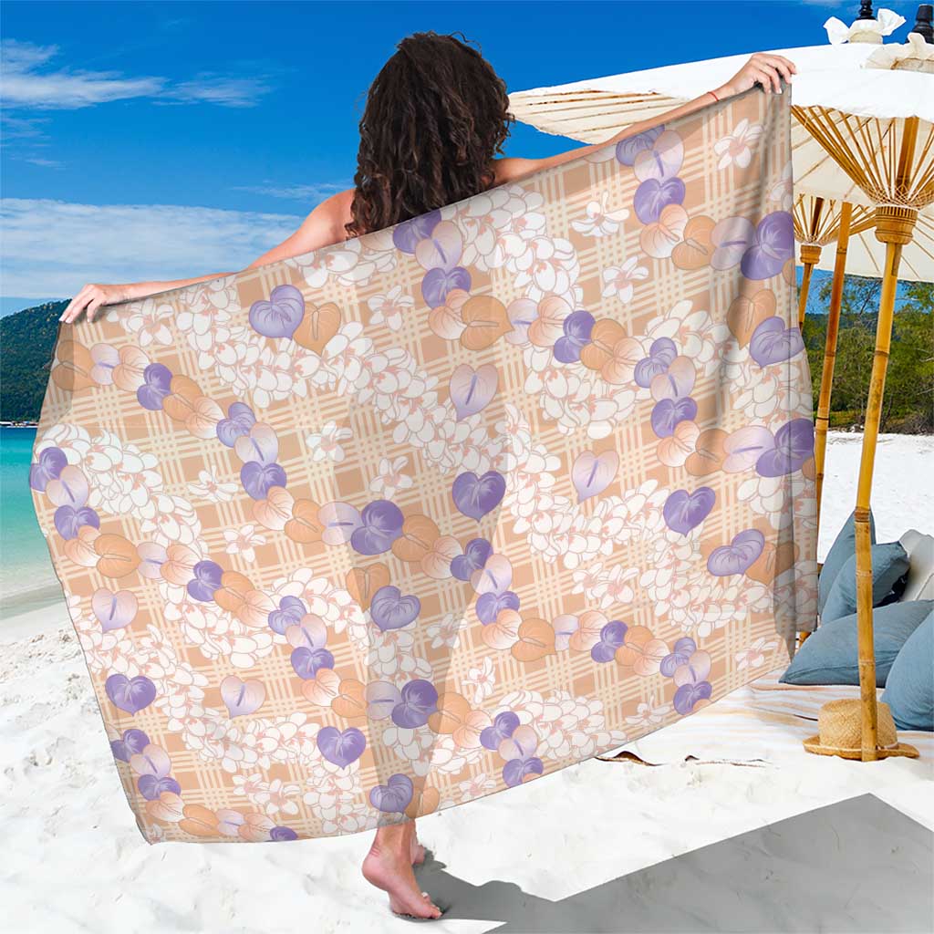 Anthurium Plumeria Lei Pastel Sarong Orange Hawaiian Splendid Palaka LT01 One Size 44 x 66 inches Orange - Polynesian Pride