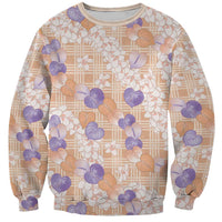 Anthurium Plumeria Lei Pastel Sweatshirt Orange Hawaiian Splendid Palaka LT01 Unisex Orange - Polynesian Pride