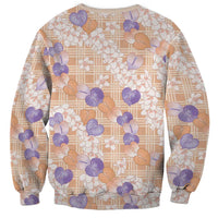 Anthurium Plumeria Lei Pastel Sweatshirt Orange Hawaiian Splendid Palaka LT01 - Polynesian Pride