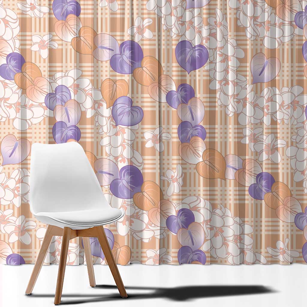 Anthurium Plumeria Lei Pastel Window Curtain Orange Hawaiian Splendid Palaka LT01 - Polynesian Pride