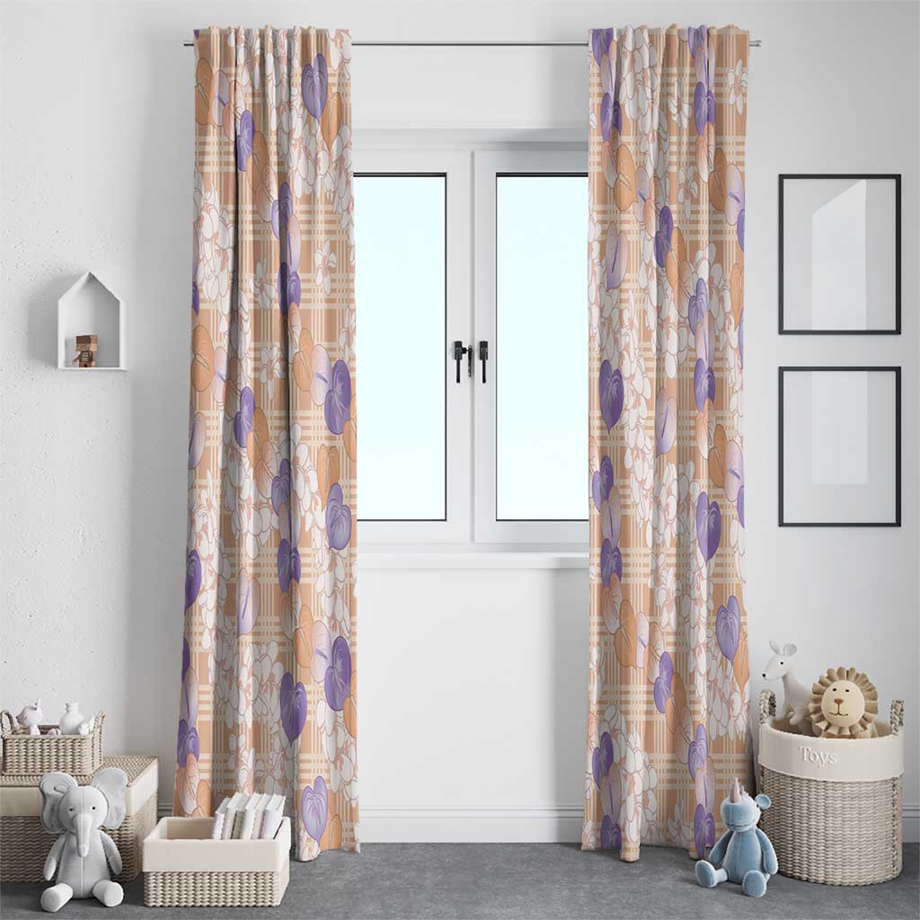 Anthurium Plumeria Lei Pastel Window Curtain Orange Hawaiian Splendid Palaka LT01 - Polynesian Pride