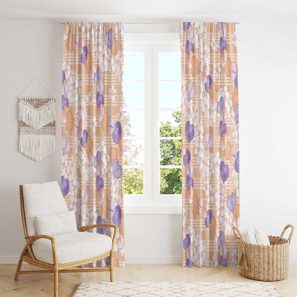 Anthurium Plumeria Lei Pastel Window Curtain Orange Hawaiian Splendid Palaka LT01 - Polynesian Pride