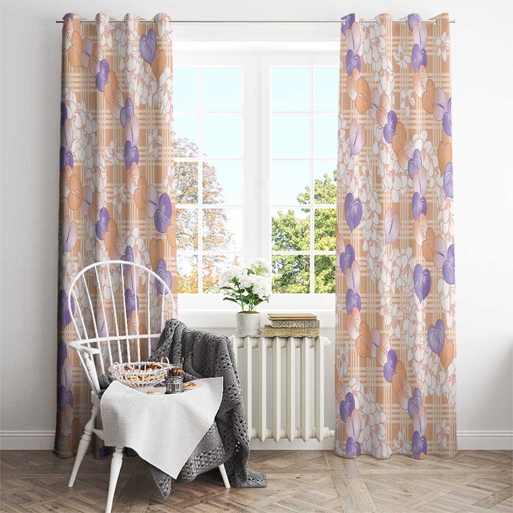 Anthurium Plumeria Lei Pastel Window Curtain Orange Hawaiian Splendid Palaka LT01 - Polynesian Pride