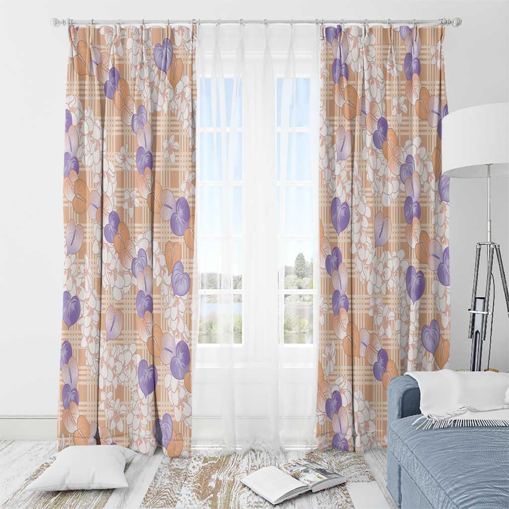 Anthurium Plumeria Lei Pastel Window Curtain Orange Hawaiian Splendid Palaka LT01 - Polynesian Pride