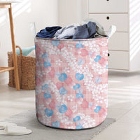 Anthurium Plumeria Lei Pastel Laundry Basket Pink Hawaiian Splendid Palaka LT01 Pink - Polynesian Pride