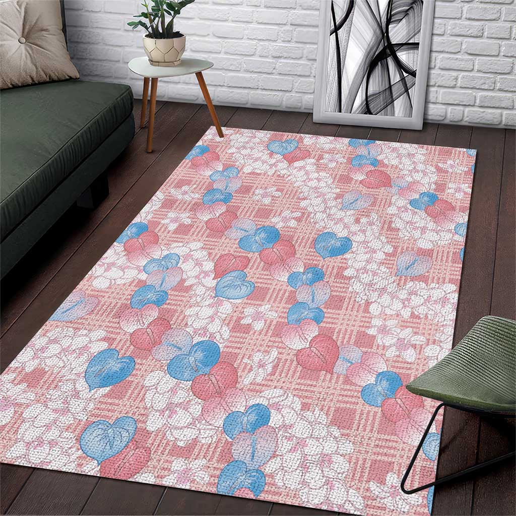 Anthurium Plumeria Lei Pastel Area Rug Pink Hawaiian Splendid Palaka LT01 Pink - Polynesian Pride