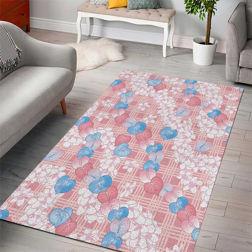 Anthurium Plumeria Lei Pastel Area Rug Pink Hawaiian Splendid Palaka LT01 - Polynesian Pride