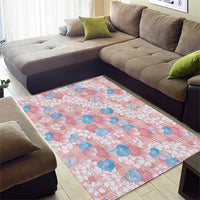 Anthurium Plumeria Lei Pastel Area Rug Pink Hawaiian Splendid Palaka LT01 - Polynesian Pride