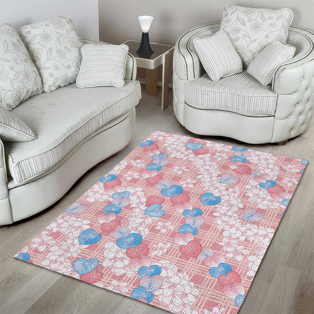 Anthurium Plumeria Lei Pastel Area Rug Pink Hawaiian Splendid Palaka LT01 - Polynesian Pride
