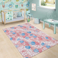 Anthurium Plumeria Lei Pastel Area Rug Pink Hawaiian Splendid Palaka LT01 - Polynesian Pride