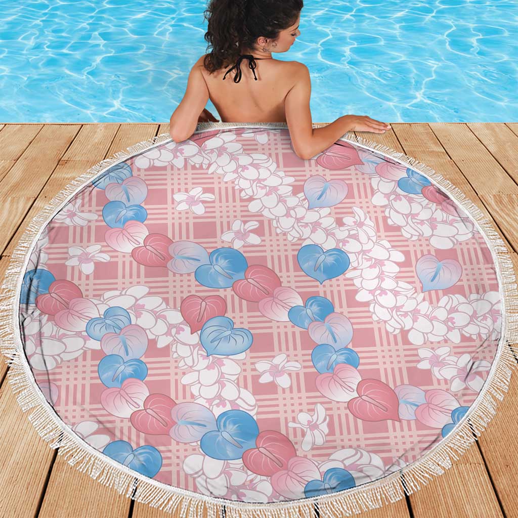 Anthurium Plumeria Lei Pastel Beach Blanket Pink Hawaiian Splendid Palaka LT01 - Polynesian Pride