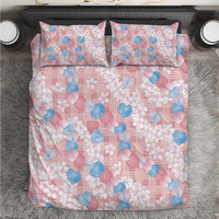 Anthurium Plumeria Lei Pastel Bedding Set Pink Hawaiian Splendid Palaka LT01 Pink - Polynesian Pride