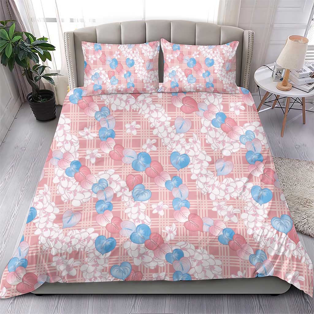 Anthurium Plumeria Lei Pastel Bedding Set Pink Hawaiian Splendid Palaka LT01 - Polynesian Pride