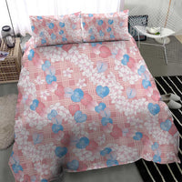 Anthurium Plumeria Lei Pastel Bedding Set Pink Hawaiian Splendid Palaka LT01 - Polynesian Pride