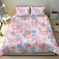 Anthurium Plumeria Lei Pastel Bedding Set Pink Hawaiian Splendid Palaka LT01 - Polynesian Pride