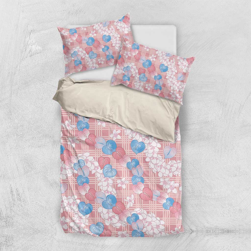 Anthurium Plumeria Lei Pastel Bedding Set Pink Hawaiian Splendid Palaka LT01 US Twin 172cm x 218cm Pink - Polynesian Pride