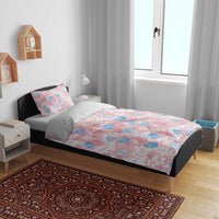 Anthurium Plumeria Lei Pastel Bedding Set Pink Hawaiian Splendid Palaka LT01 - Polynesian Pride