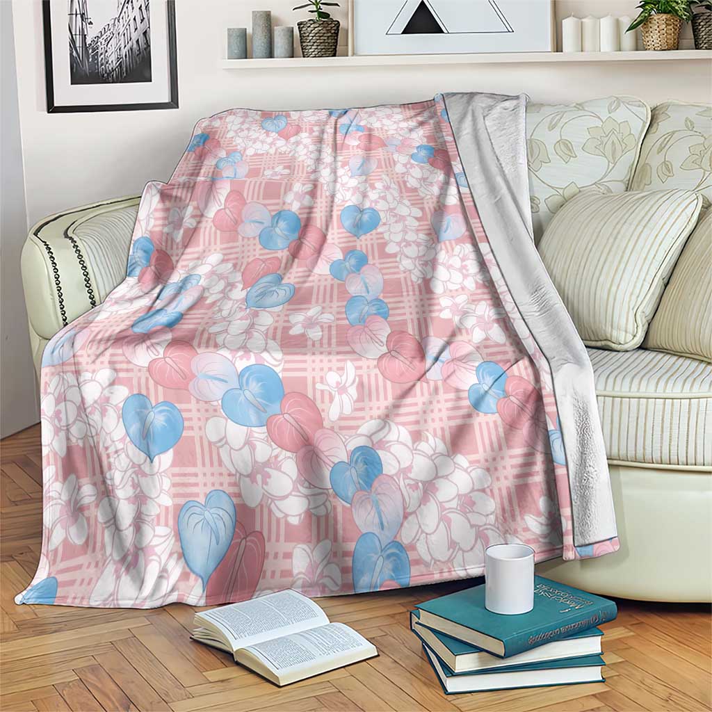 Anthurium Plumeria Lei Pastel Blanket Pink Hawaiian Splendid Palaka LT01 Pink - Polynesian Pride